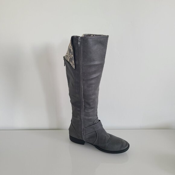 Gray Knee-High Boots Aztec Lining Double Zip Women’s 6.5 - Picture 8 of 16